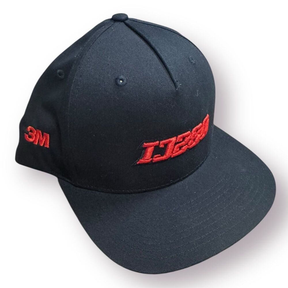3M IJ280 Snapback Hat Adjustable Hat Richardson‎ Black Hat w/ Red font